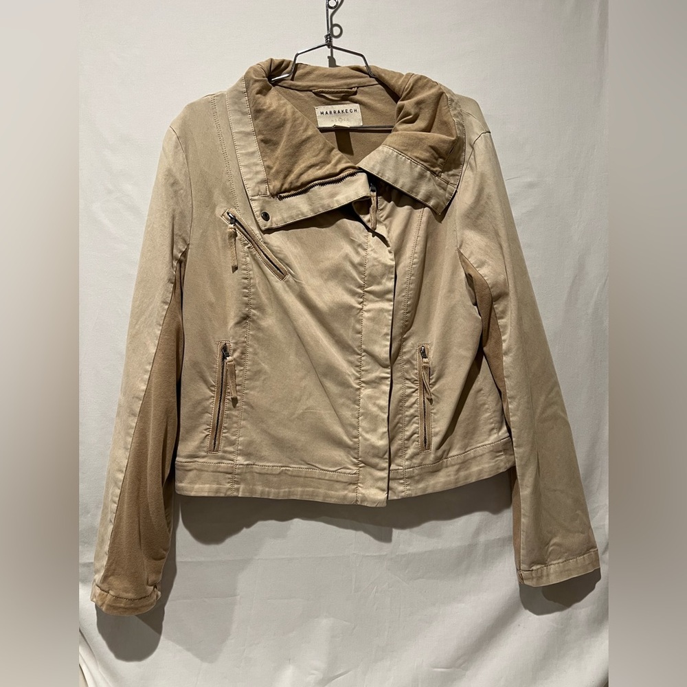 Anthropologie Marrakech Khaki Utility Jacket Lyocell Cotton Soft Size M